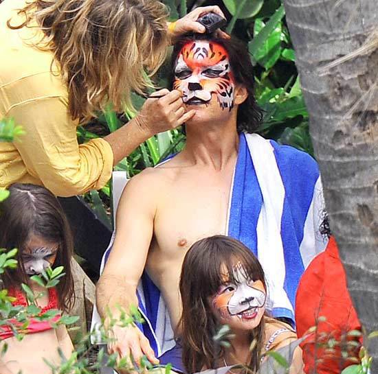 Tom Cruise & Children Face Painted