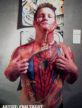 Zombie Skinned Spiderman with special effects makeup