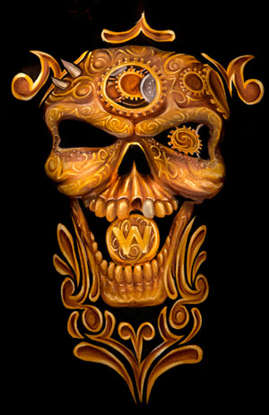 Steampunk Skull bodypaint by Wiser