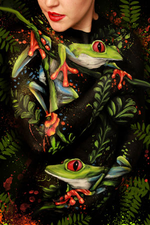 Tree frogs bodypaint by Wiser
