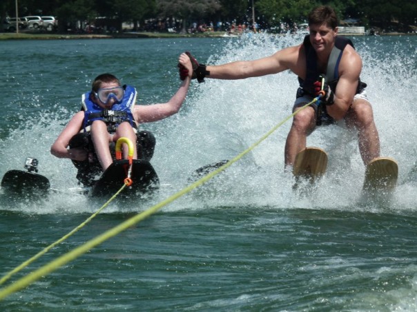Waterskiing is a challenge, but kyle did it!